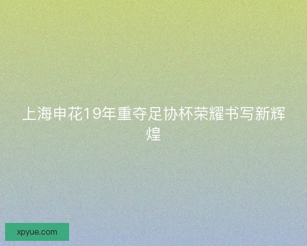 上海申花19年重夺足协杯荣耀书写新辉煌