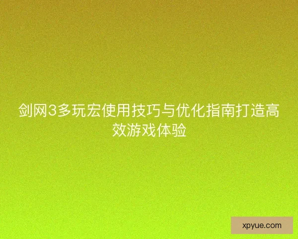 剑网3多玩宏使用技巧与优化指南打造高效游戏体验